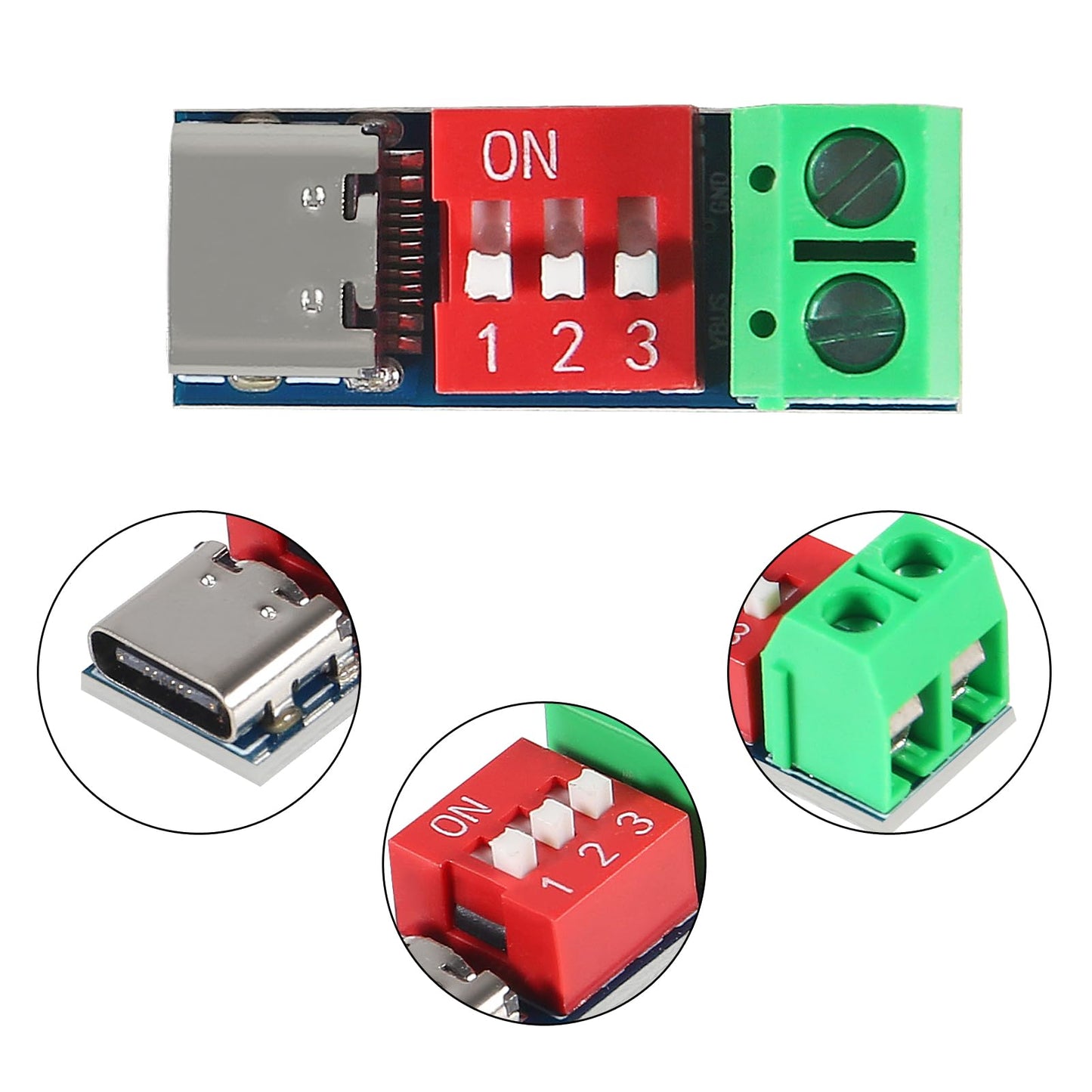 AITRIP 5PCS USB-C PD Trigger Board Module PD/QC Decoy Board Fast Charge USB Type-c to 5V9V12V20V High Speed Charger Power Delivery Boost Module