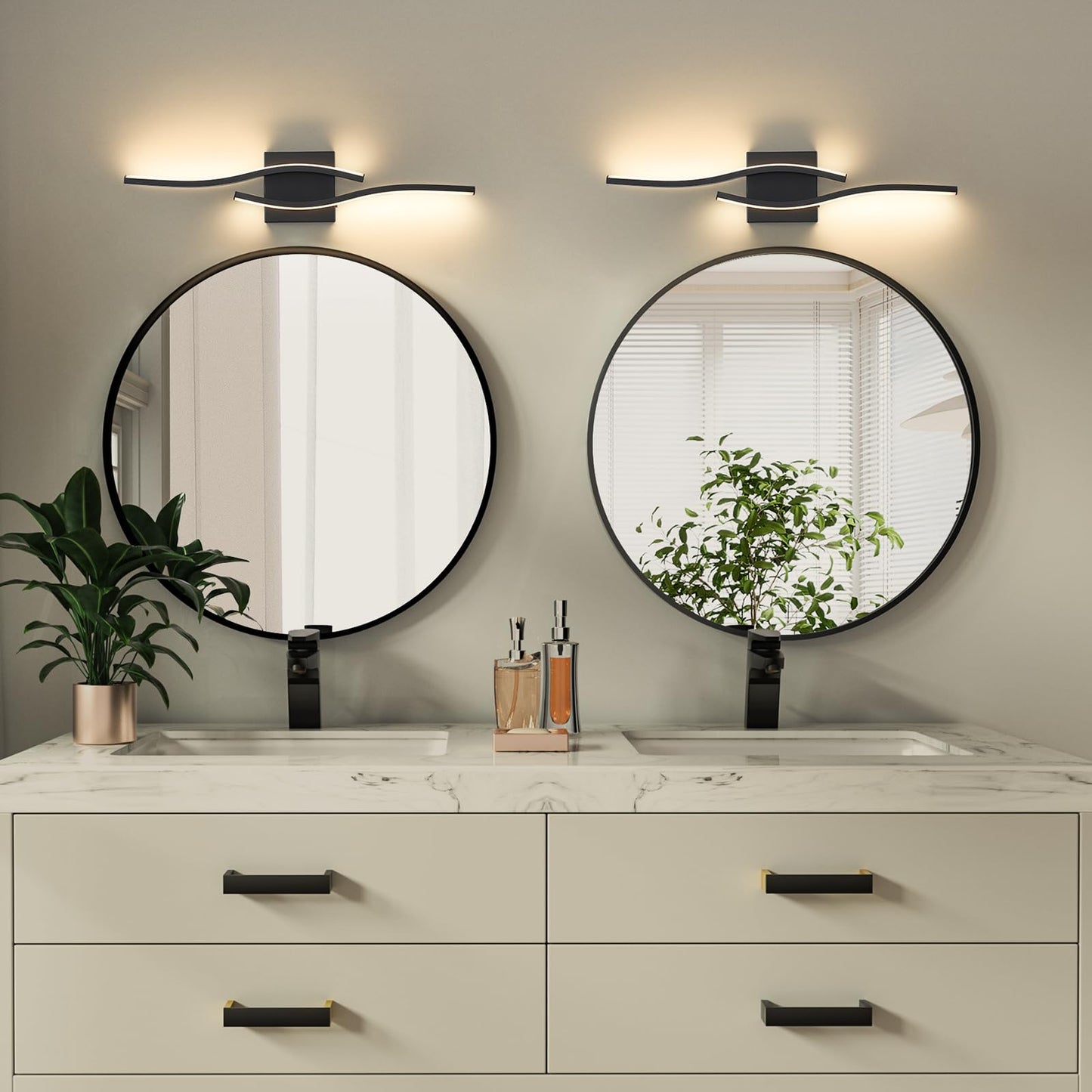 Joossnwell Vanity Light for Bathroom Lighting Fixtures Over Mirror Black Dimmable 5CCT Vanity Lighting Fixture Modern Bath Vanity Lights Bar 23 Inch