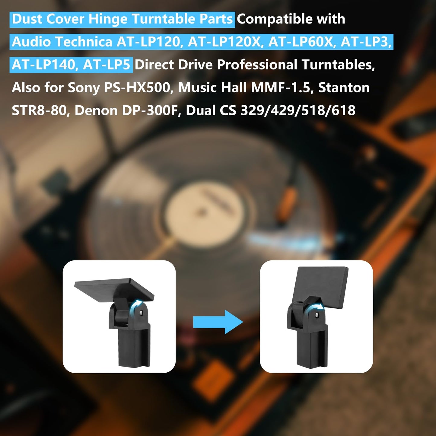Sxkxm Dust Cover Hinge Compatible with Audio Technica Models AT-PL120, AT-LP120-USB, AT-LP60X, at-LP5. Also Fit for Sony Models PS-HX500, Dual CS 429
