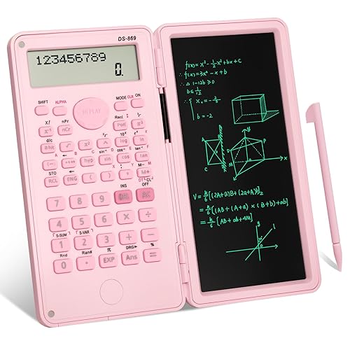 Niodel Scientific Calculator with LCD Writing Tablet Notepad, 240 Functions Foldable Math Calculator, Dual-Line 10+2 Digit Large Display, Portable