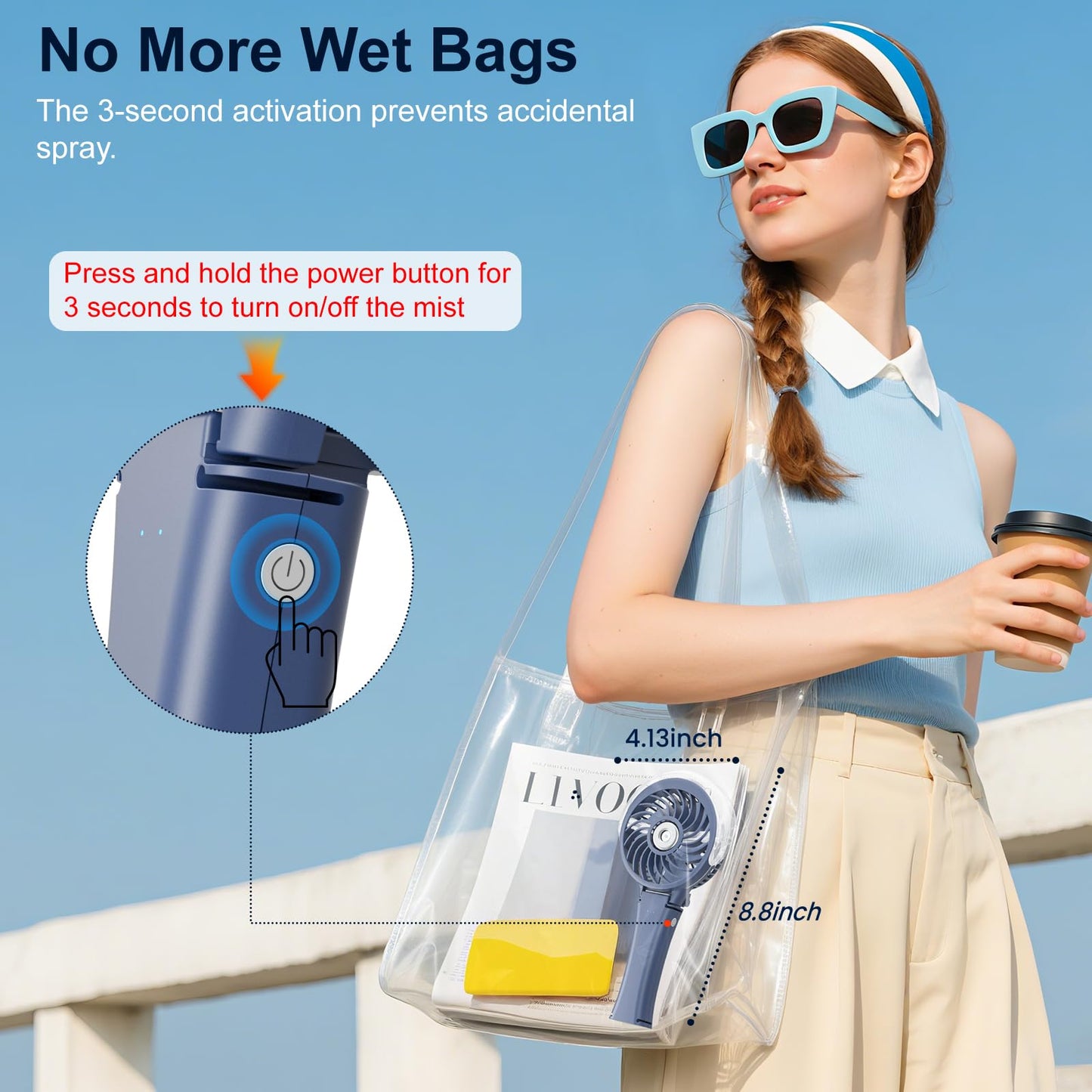HandFan Upgraded Portable Handheld Misting Fan, Rechargeable Personal Mister Fan, Spray Water Mist Fans, Mini Cooling Hand Fans for Summer Beach