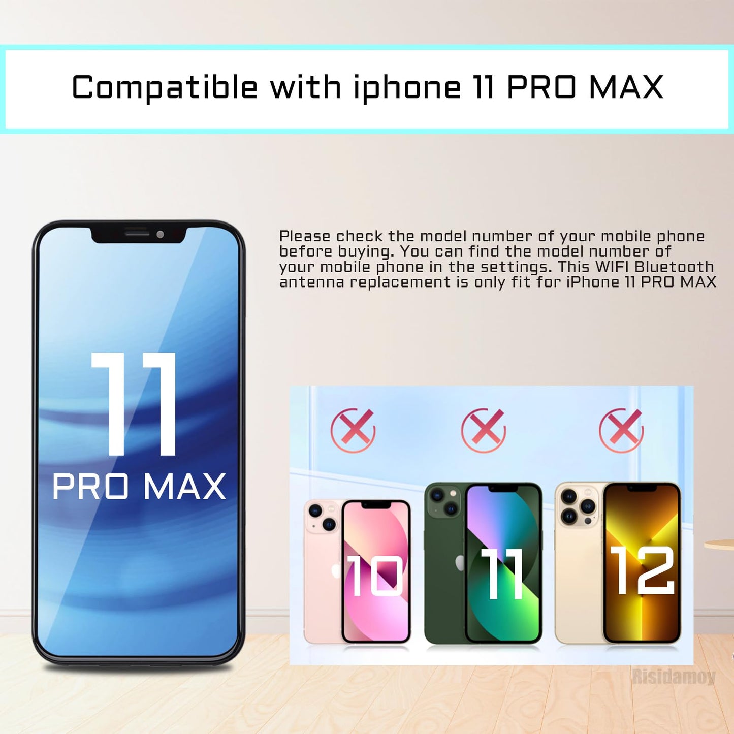 Risidamoy for iPhone 11 PRO MAX WiFi Bluetooth Antenna Flex Cable Replacement 11PROMAX WLAN Bluetooth Antenna Connector with Repair Fix Tool A2161