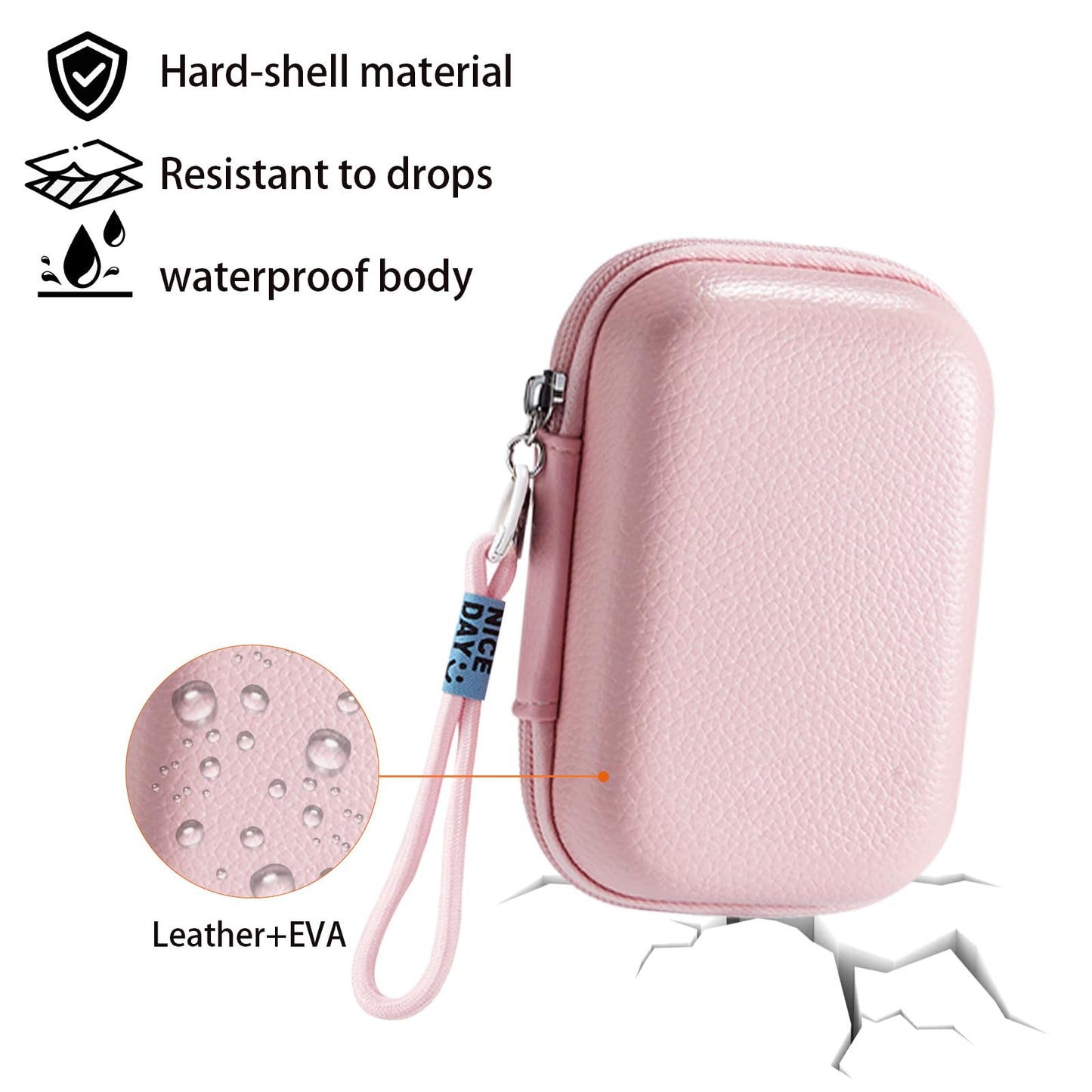 VNEIRY portable came cases Digital Camera Case for CAMKORY, Kodak, Canon & More - Small Travel Compact Pouch with Mesh Pocket for Accessories & SD