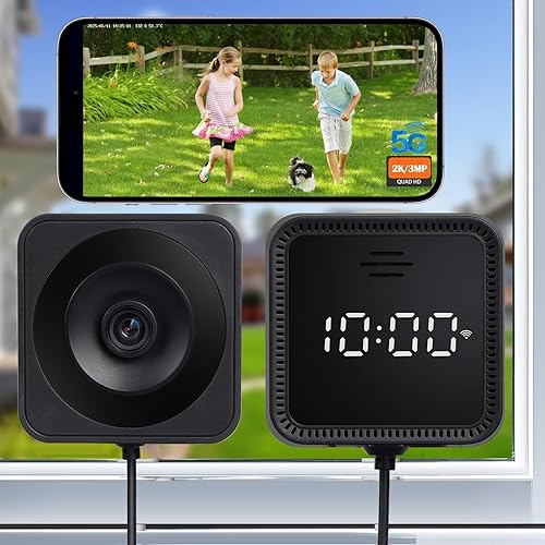 Zoall 3MP/2K Magnetic Window Camera for Home- 5G&2.4GHz WiFi Wireless Indoor/Outdoor Security Cameras with Full-Color Night Vision, Real-Time Clock