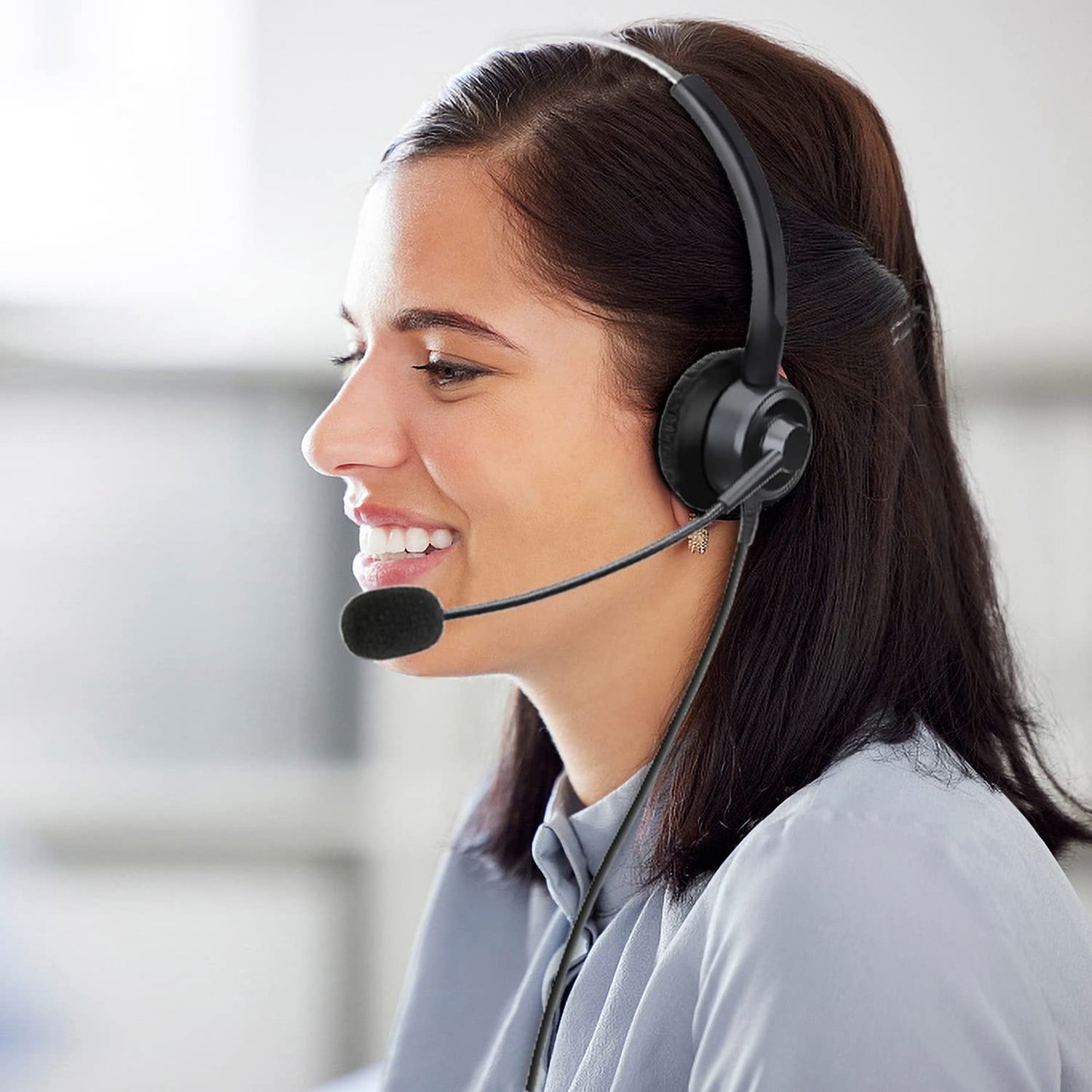 Callez Phone Headsets RJ9 with Noise Cancelling Microphone, Corded Office Telephone Headset Compatible with Polycom VVX201 VVX250 VVX350 VVX311 VVX310