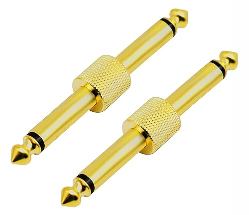 zdyCGTime 2-Pole 6.35mm 1/4" Audio Mono Male to Male Pedal Coupler Guitar Effects Pedal to Pedal Connector (Gold-2 Pack)(2-Pole)