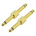 zdyCGTime 2-Pole 6.35mm 1/4" Audio Mono Male to Male Pedal Coupler Guitar Effects Pedal to Pedal Connector (Gold-2 Pack)(2-Pole)