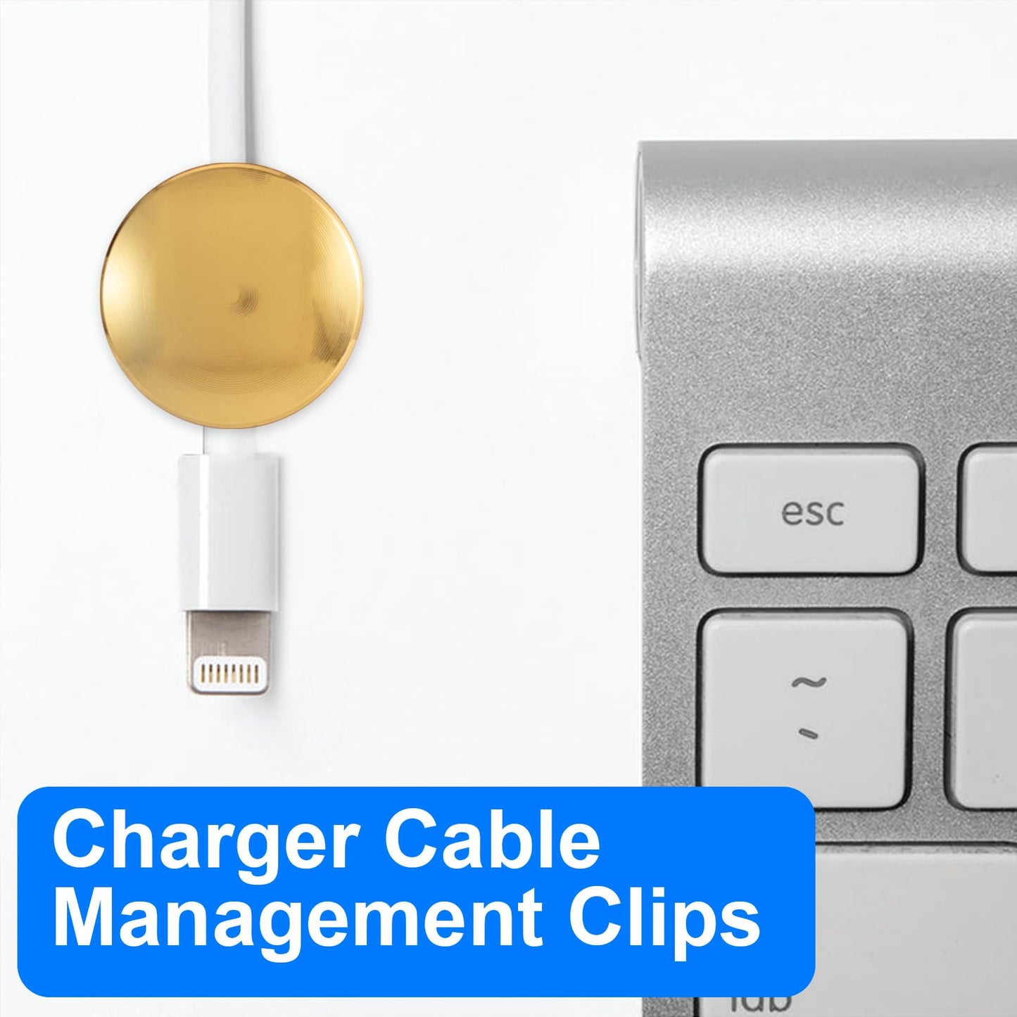SmallCat 2pcs Desk Cable Anchors, Adjustable Metal Cord Organizers with Adhesive Dots, Cable Management Clips for Office Home Nightstand Desktop Wall