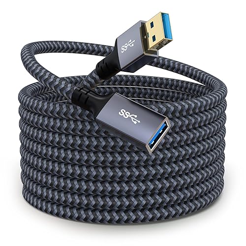 Hisatey USB Extension Cable 20 ft- USB3.0 Extension Cable,Durable Braided Design Type A Male to Female USB Extender for Printer,Keyboard,Mouse,Flash