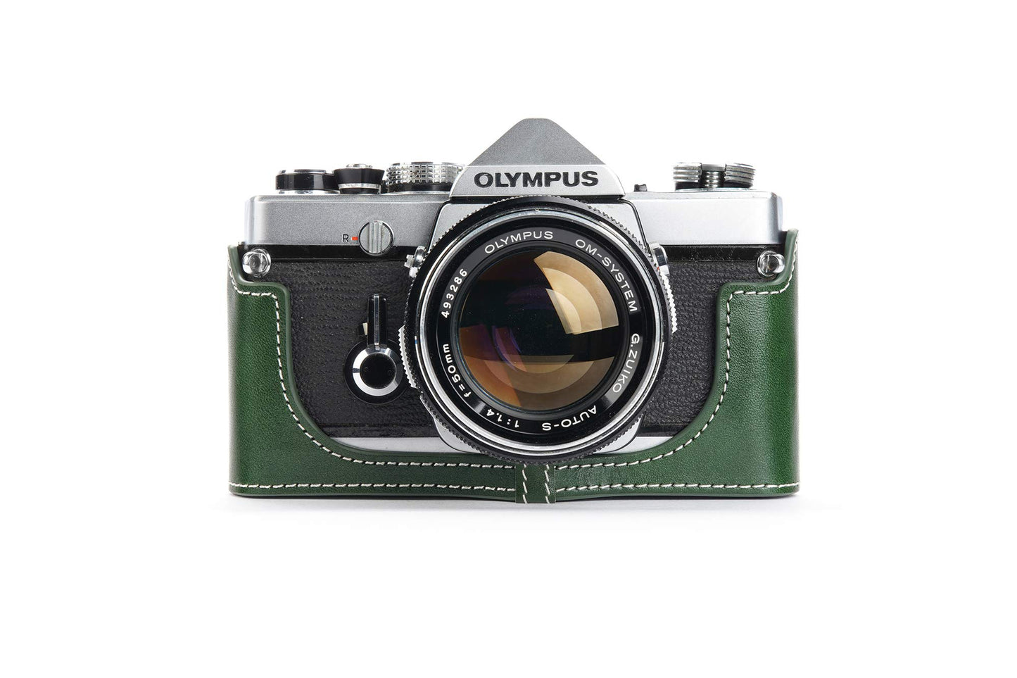 OM-4 Case, BolinUS Handmade Genuine Real Leather Half Camera Case Bag Cover for Olympus OM-1 /1N OM-2/2N OM-3/3Ti OM-4/4Ti (No Handle) Camera