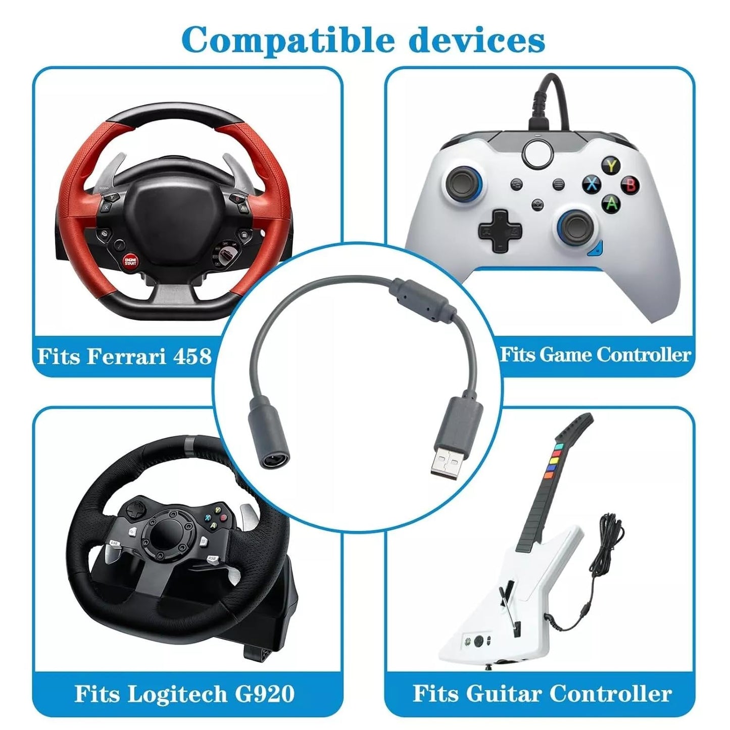 Luhaomisky 1 Pcs Grey USB Breakaway Cable USB Breakaway Shifter Adapter Wheel Accessory for Logitech G920 G923 G27 G29