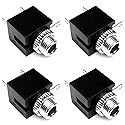 3.5mm Mono TS Female Jack Socket, Panel Chassis Mount Solder Audio Connector, Black, 4 Pack