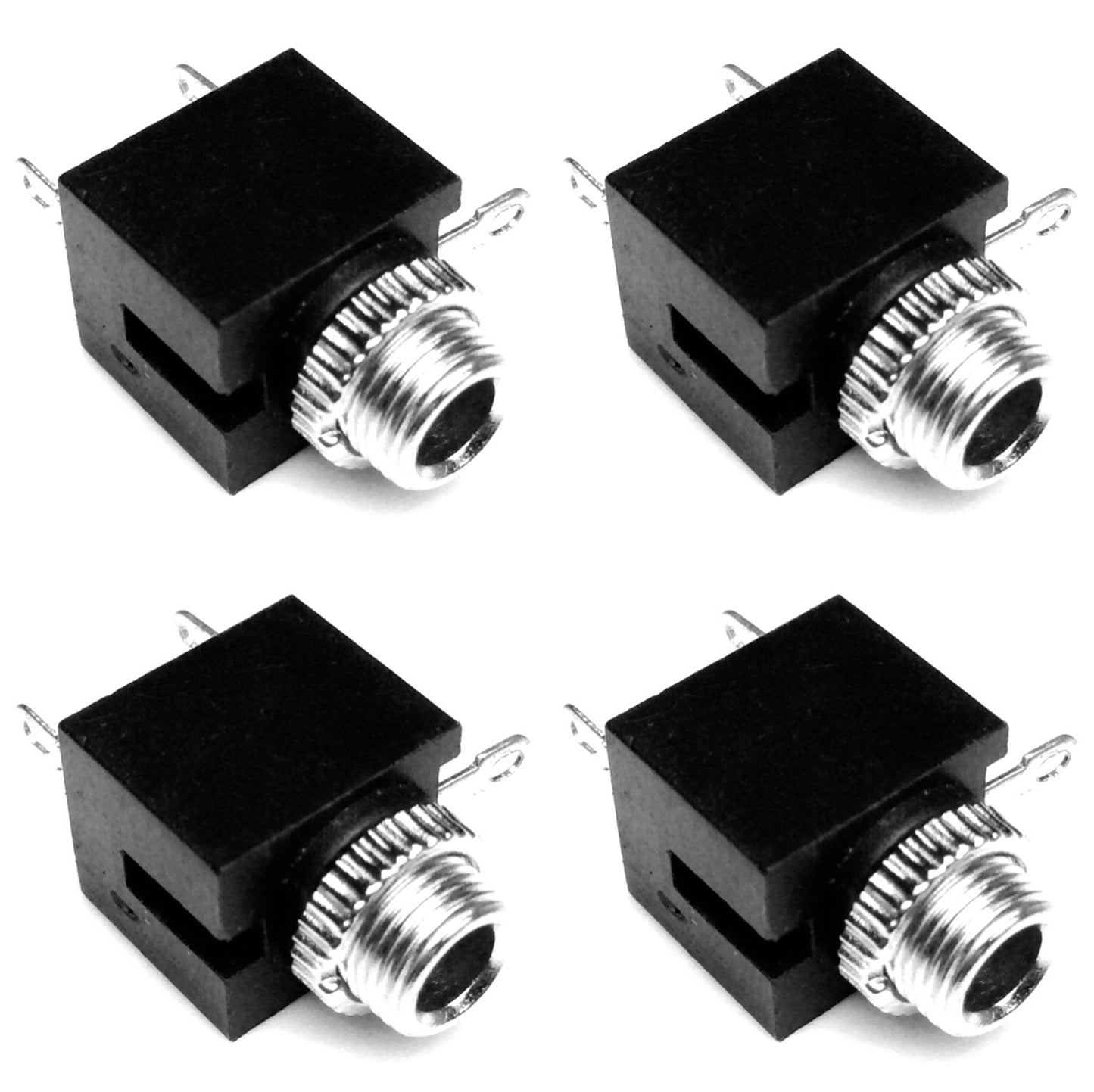 3.5mm Mono TS Female Jack Socket, Panel Chassis Mount Solder Audio Connector, Black, 4 Pack