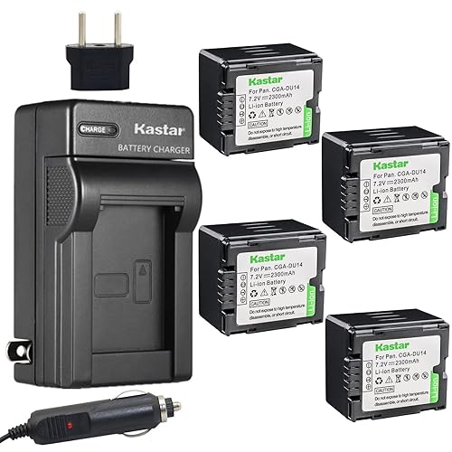 Kastar CGA-DU14 Battery (4-Pack) and Charger Kit Replacement for Panasonic CGA-DU14 CGA-DU21 NV-GS500 GS508 MX500 PV-GS400 GS500 SDR-H280 VDR-M70 M74