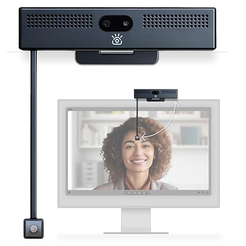 iContact Camera ProHello 4K HD Webcam with Eye Contact, Windows Hello Facial Recognition, Noise Cancelling Mics, USB Plug & Play for Mac, PC & Linux