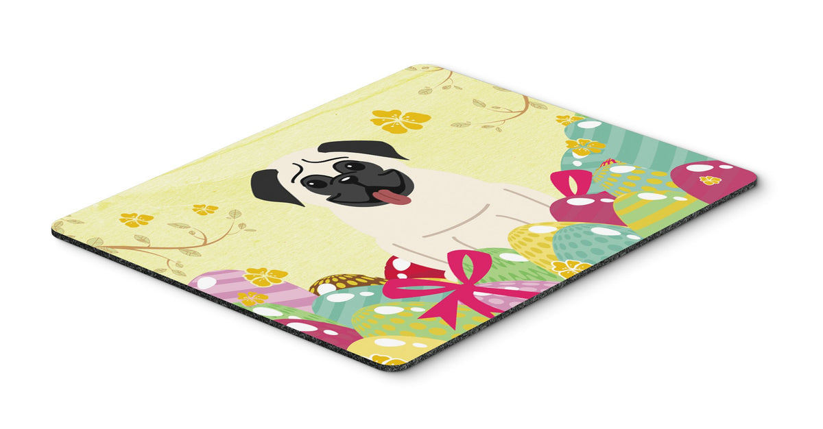 Caroline's Treasures BB6004MP Easter Eggs Pug Cream Mouse Pad, Hot Pad or Trivet for Home Office Gaming Working Computers Laptop Mouse Mat,Washable