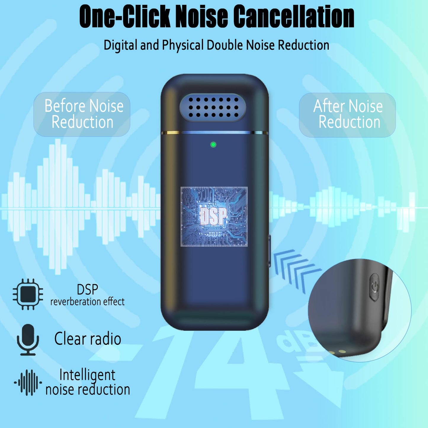 2 Pcs 3 in 1 Wireless Lavalier Microphones for iPhone iPad USB C Android Laptop with Charging Case, Clip on Lapel Mic Plug-Play Cordless Mini Mic for