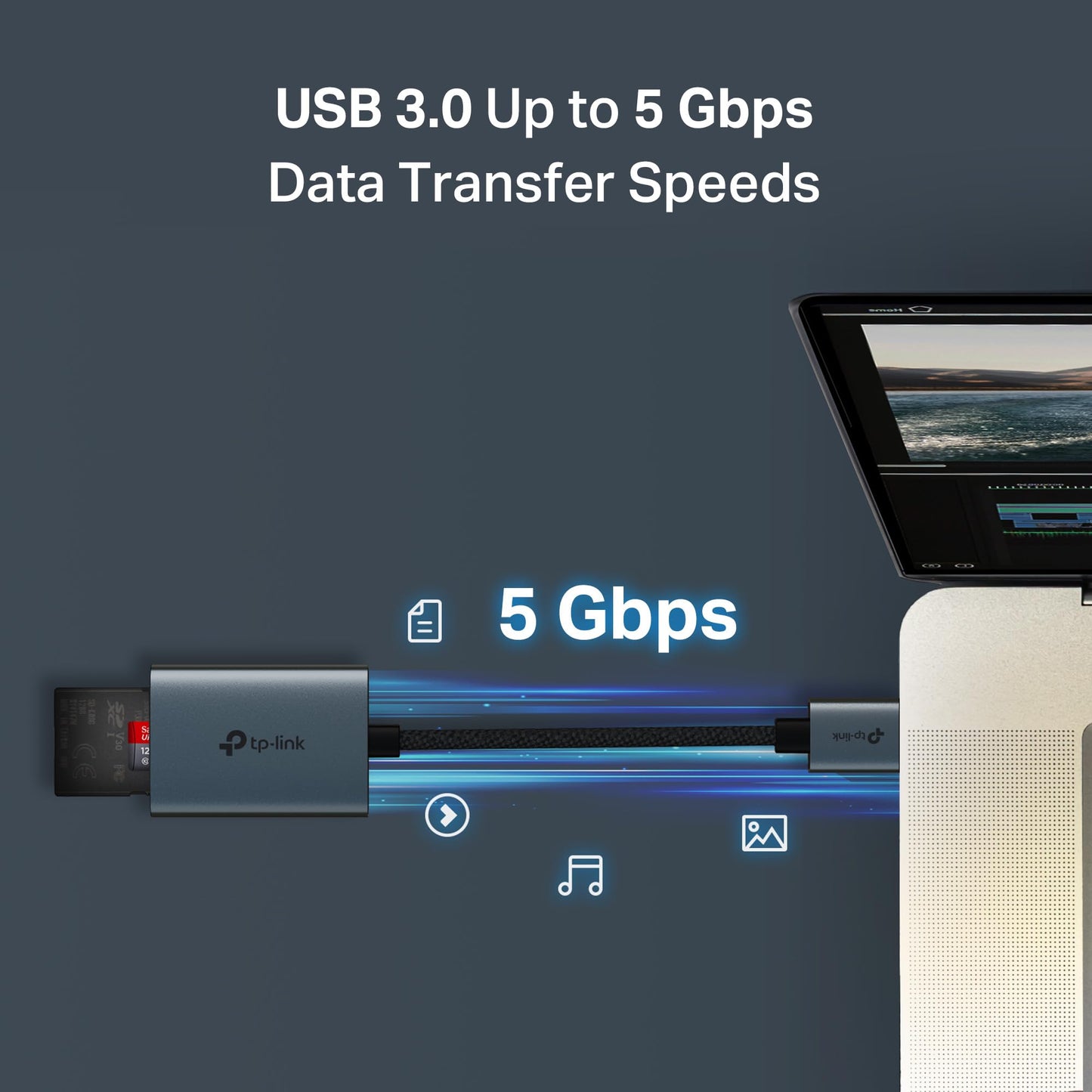 TP-Link SD Card Reader, High-Speed USB 3.0 to SD & microSD Card Reader, Aluminum Dual Slot Memory Card Reader for Laptop & More, Supports 2TB