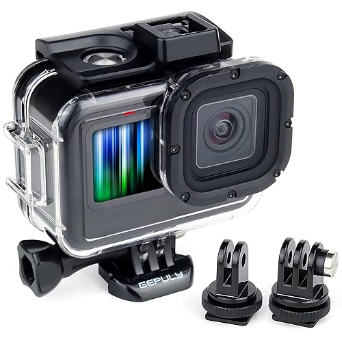 GEPULY Waterproof Case for GoPro Hero 9 10 11 12 13 Black - with 2 Cold Shoe Adapters 60M Underwater Protective Dive Housing Shell Accessories
