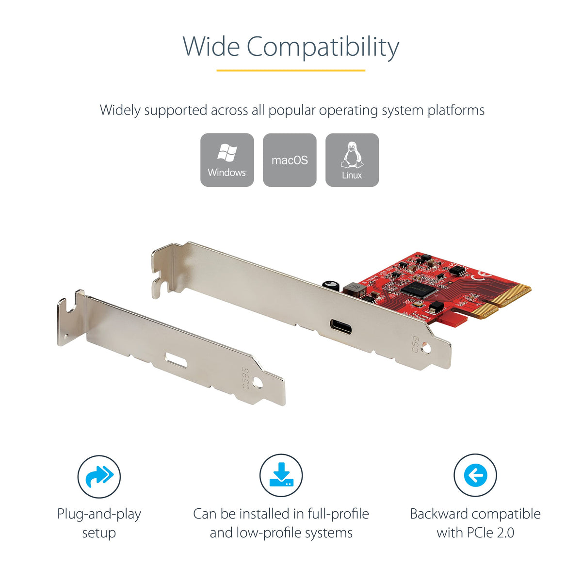 StarTech 1-Port USB 20Gbps PCIe Card, TAA, Windows/macOS/Linux (PEXUSB321C)