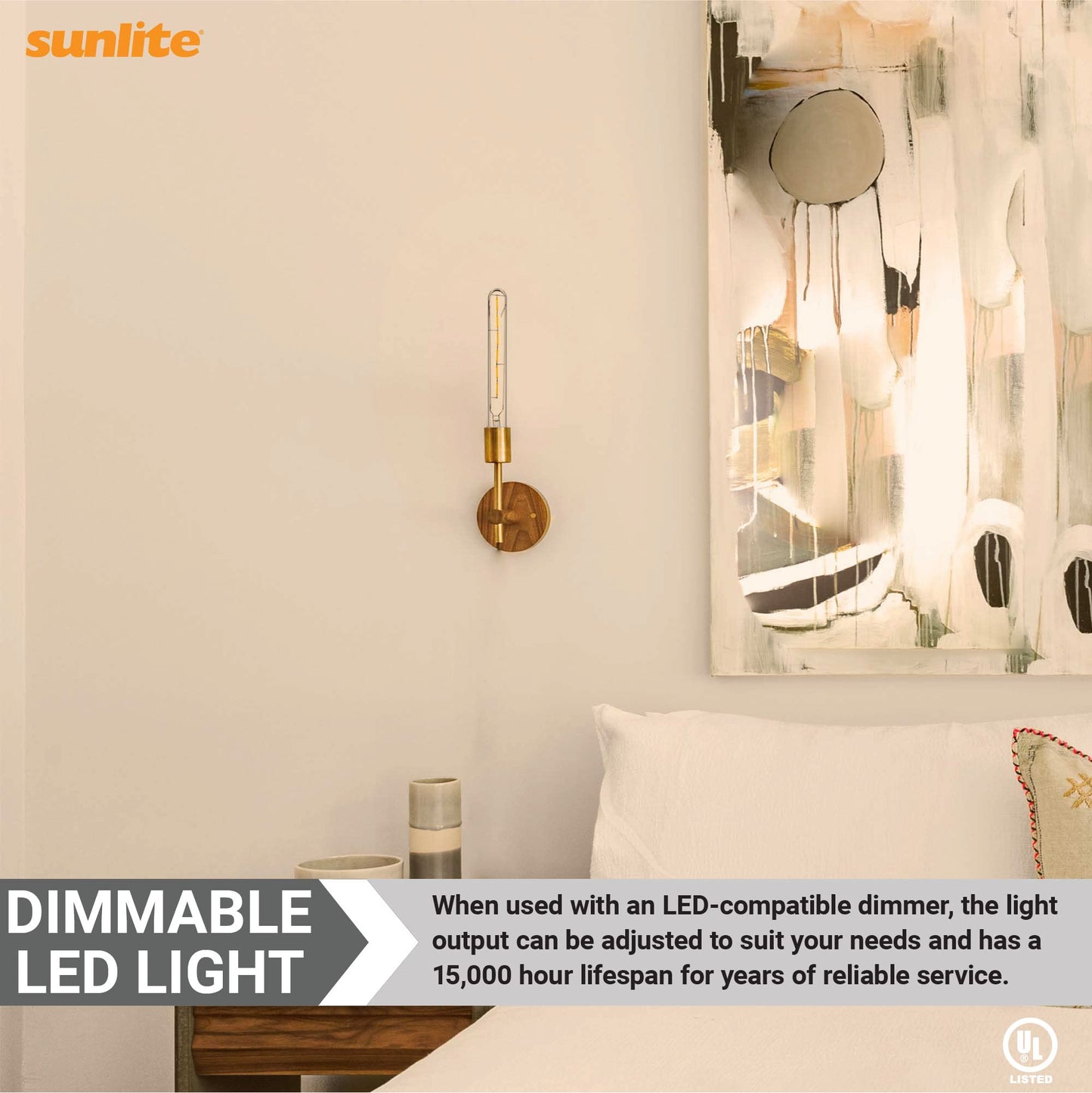 Sunlite LED Filament T8 Tubular Light Bulb, 5 Watts (40W Equivalent), 430 Lumens, Medium E26 Base, Dimmable, 214 mm, UL Listed, 2700K Soft White, 6