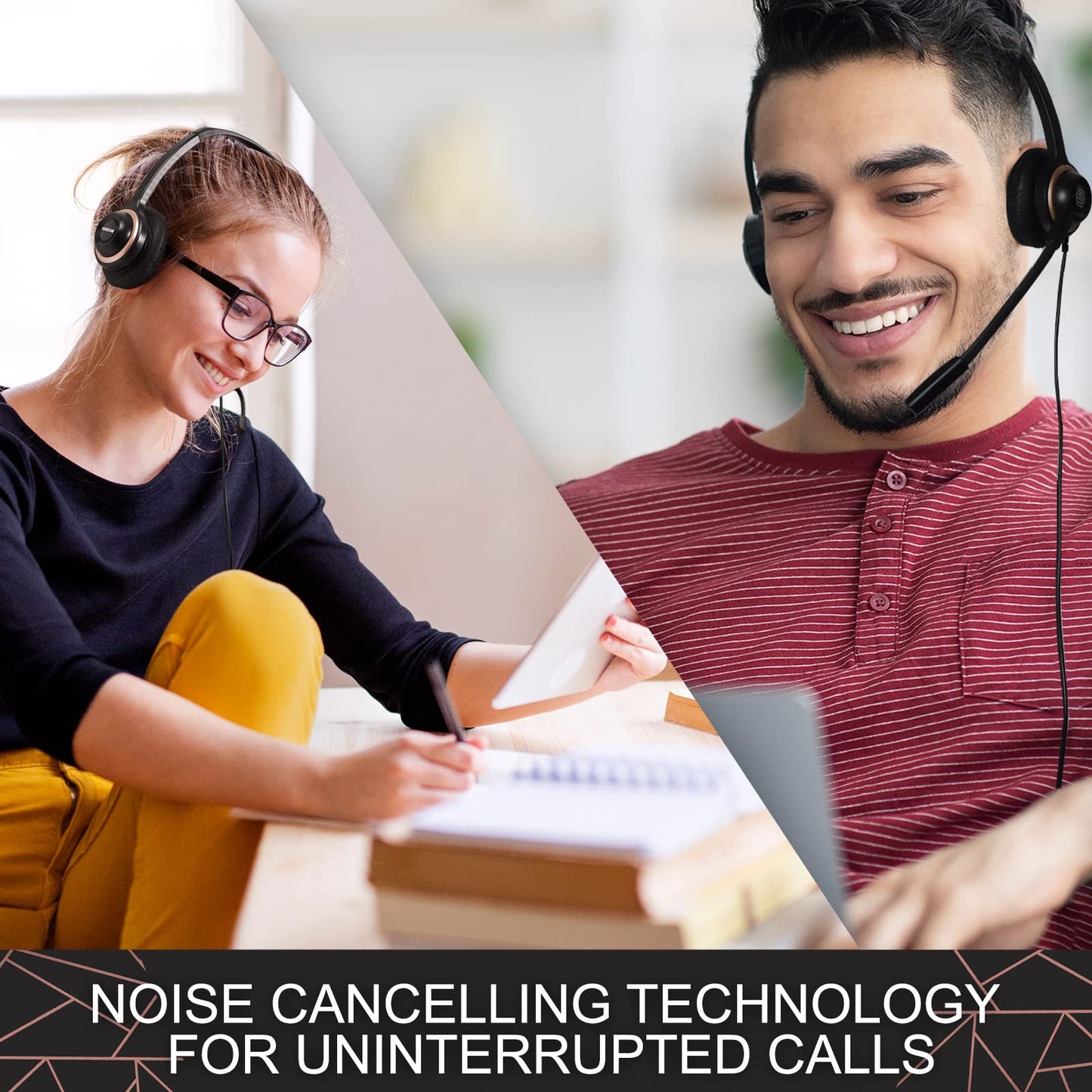 Sonitum Headset with Microphone - Noise Canceling Computer Headset for Office, Meetings, Chat- Comfortable Over-Ear PC Headphones with Rotating Mic…