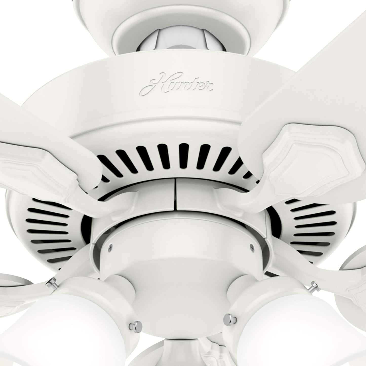 Hunter Fan 44 inch Traditional Fresh White Indoor Ceiling Fan with Light Kit and Pull Chain (Renewed)