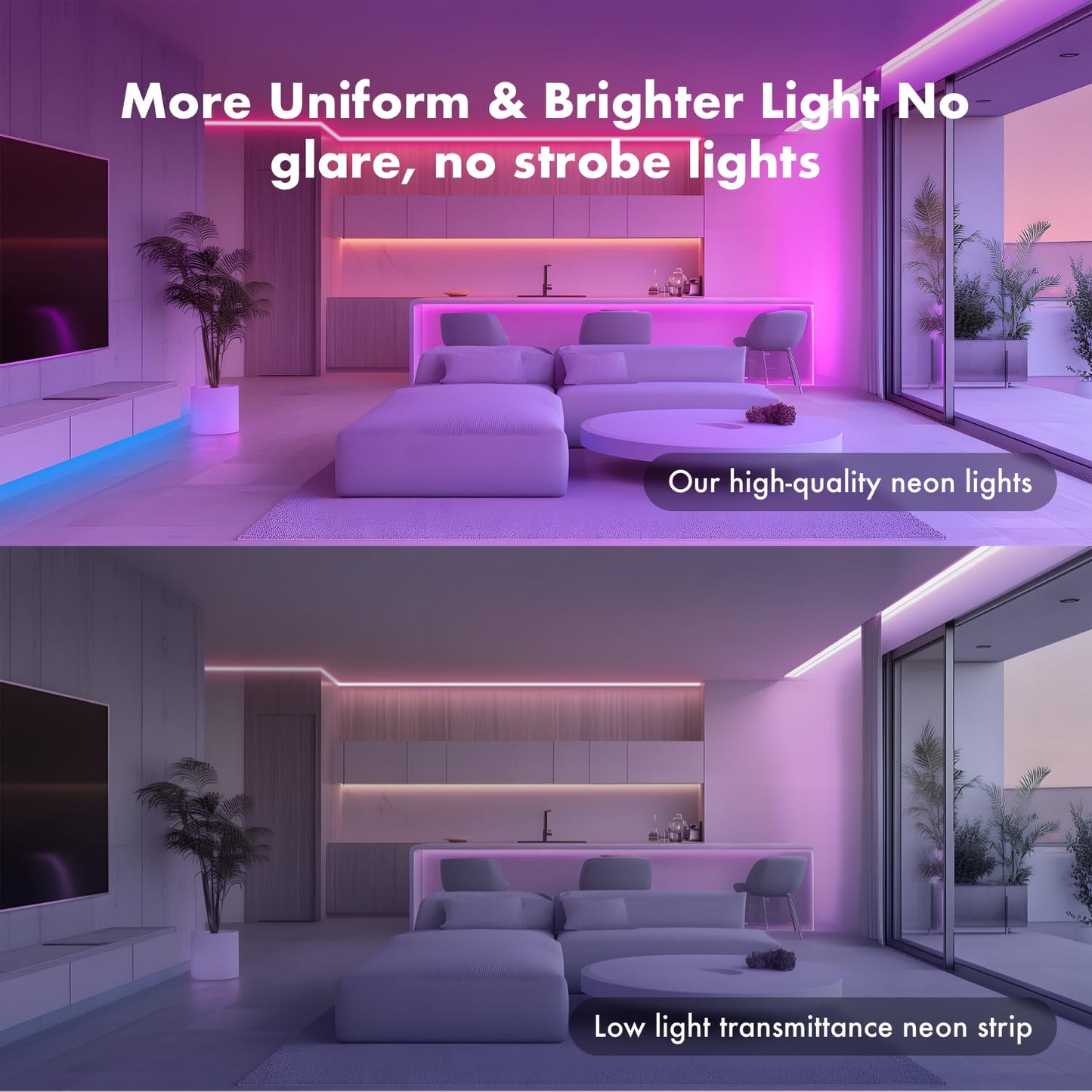 SILFU Neon Rope Lights, 65.6FT RGB LED Strip Lights, Waterproof IP67 LED Lights for Bedroom, DIY Design, Music Sync, 44 Key Remote Control, Multiple