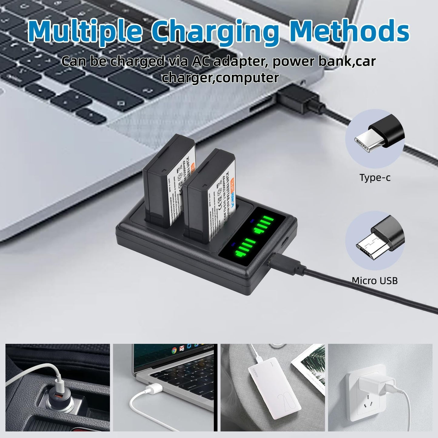 PowerTrust 3X LP-E10 Battery and Dual USB Charger for Canon 1100D 1200D 1300D Rebel T3 T5 KISS X50 X70 Battery