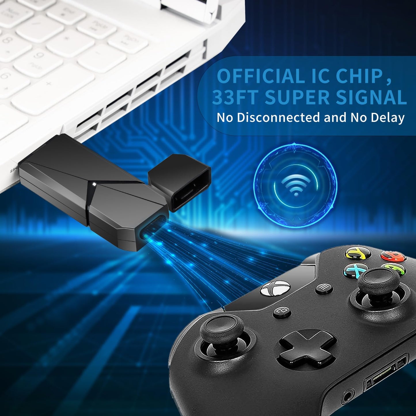 TECTINTER Wireless Adapter for Xbox One - Xbox Wireless Adapter for PC Windows 11/10/8/7,Original IC Chip Compatible with Xbox One/Series X|S/Elite