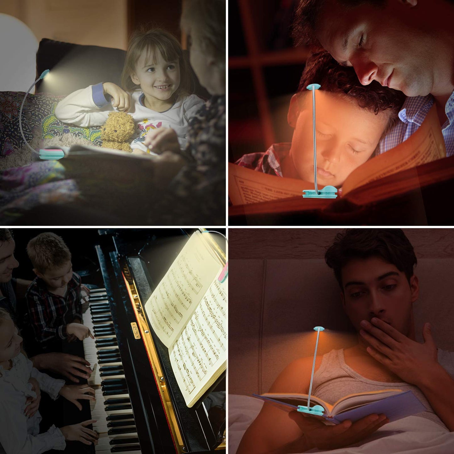 BIGMONAT Rechargeable Reading Book Light, Amber Reading Lighting for Kids Blue-Light Blocking,Portable LED Reading Lamp with 360° Rotary Light