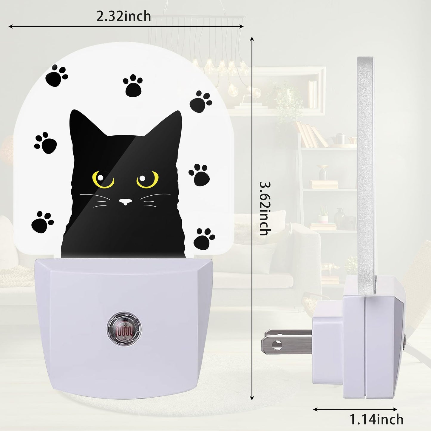 ZTHLL Black Cat Night Light, Night Light Plug into Wall with Dusk to Dawn Sensor, LED Lamp Energy Saving Lights for Men Women Boys Girls,Lamp