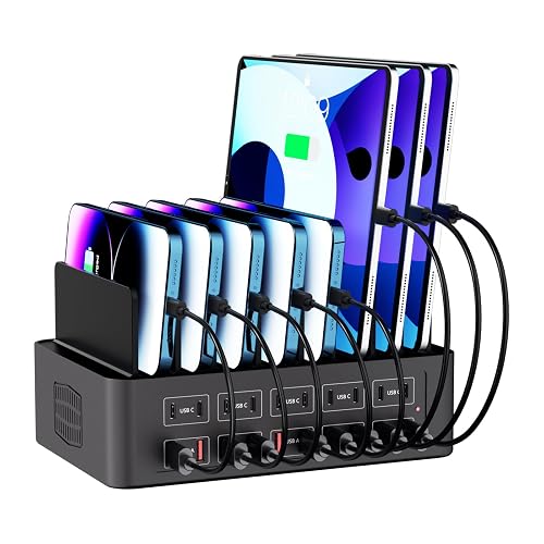 150W/35A Charging Station for Multiple Devices, 20 Port USB C Fast Charging Station with Adjustable Dividers - Organizer Charging Dock for Smartphone