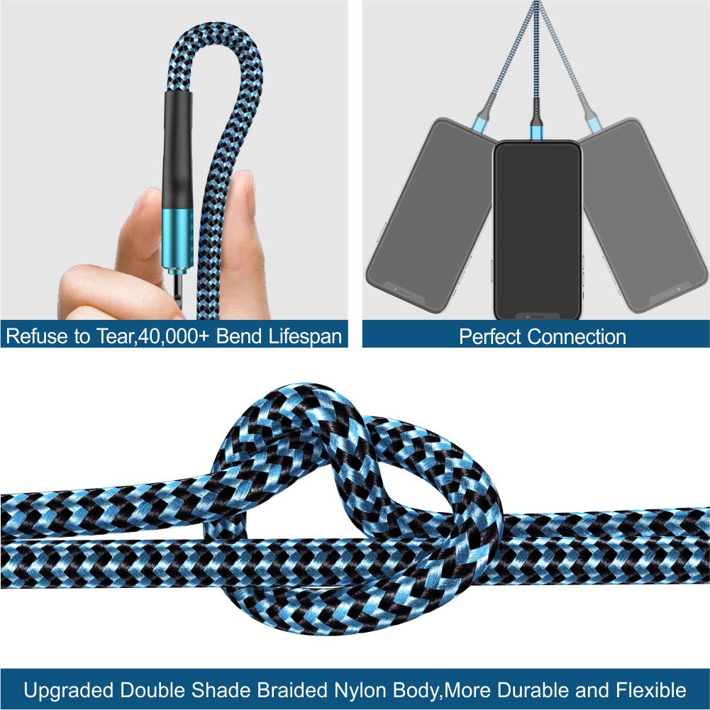 Durcord iPhone Charger 6FT/6/3/1.5, Lightning Cable Fast Charging Cable Nylon Braided Cord Compatible with iPhone 14/13/12/11 Pro Max/XS…