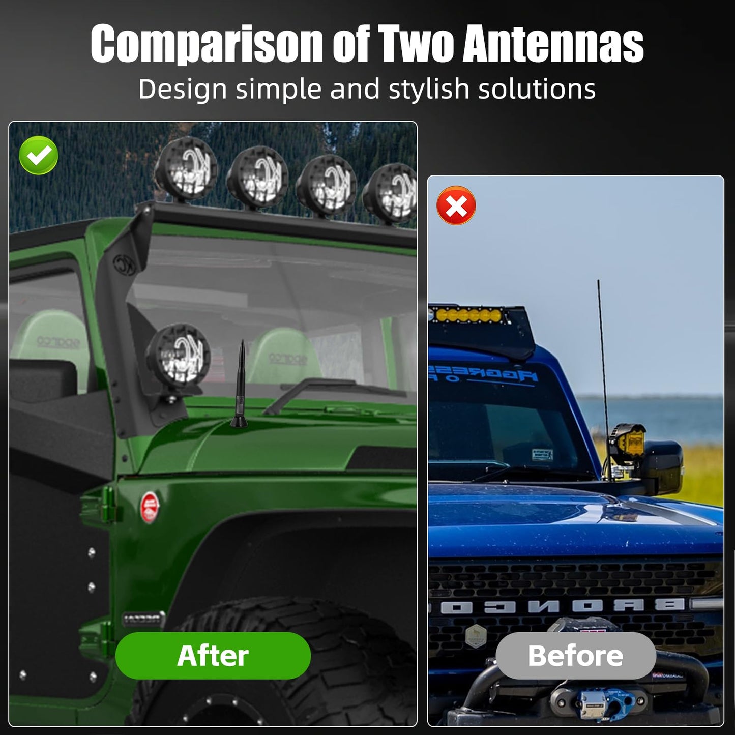 Xinhongfei Car Bullet Antenna car Exterior Accessories American Flag for Truck Radio Antenna for Truck SUV(7.8black)