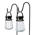 Home Zone Security 2 Packs Solar Crackle Glass Solar Lanterns Light Hanging Outdoor Waterproof 10 Lumens 3000K Decorative Large Crackle Glass Garden