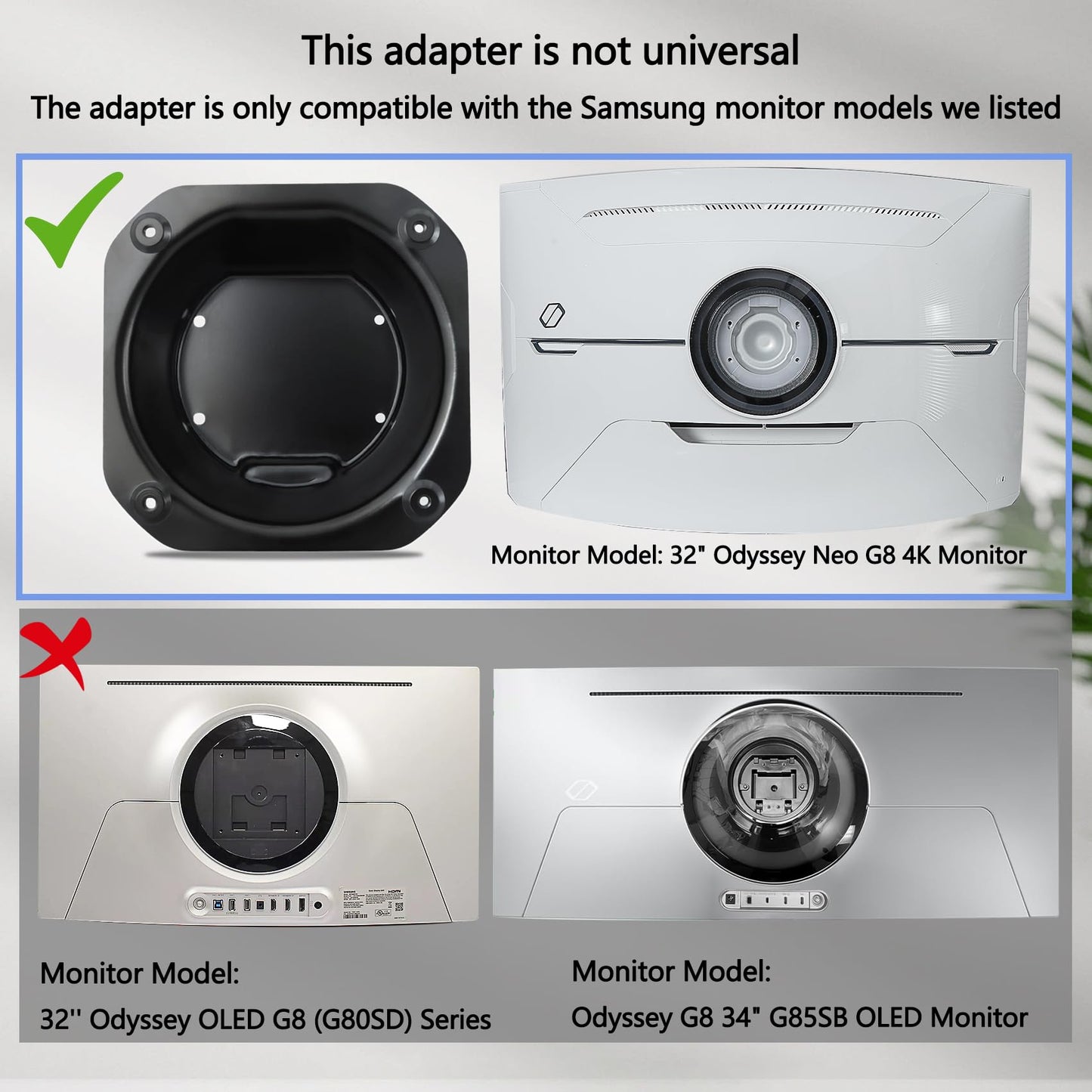 Odyssey NEO G8 32 VESA Adapter Compatible with Samsung 32" Odyssey Neo G8 (G85NB) Curved Monitor (Fits 2022 S32BG852NN LS32BG852NNXGO Monitor)