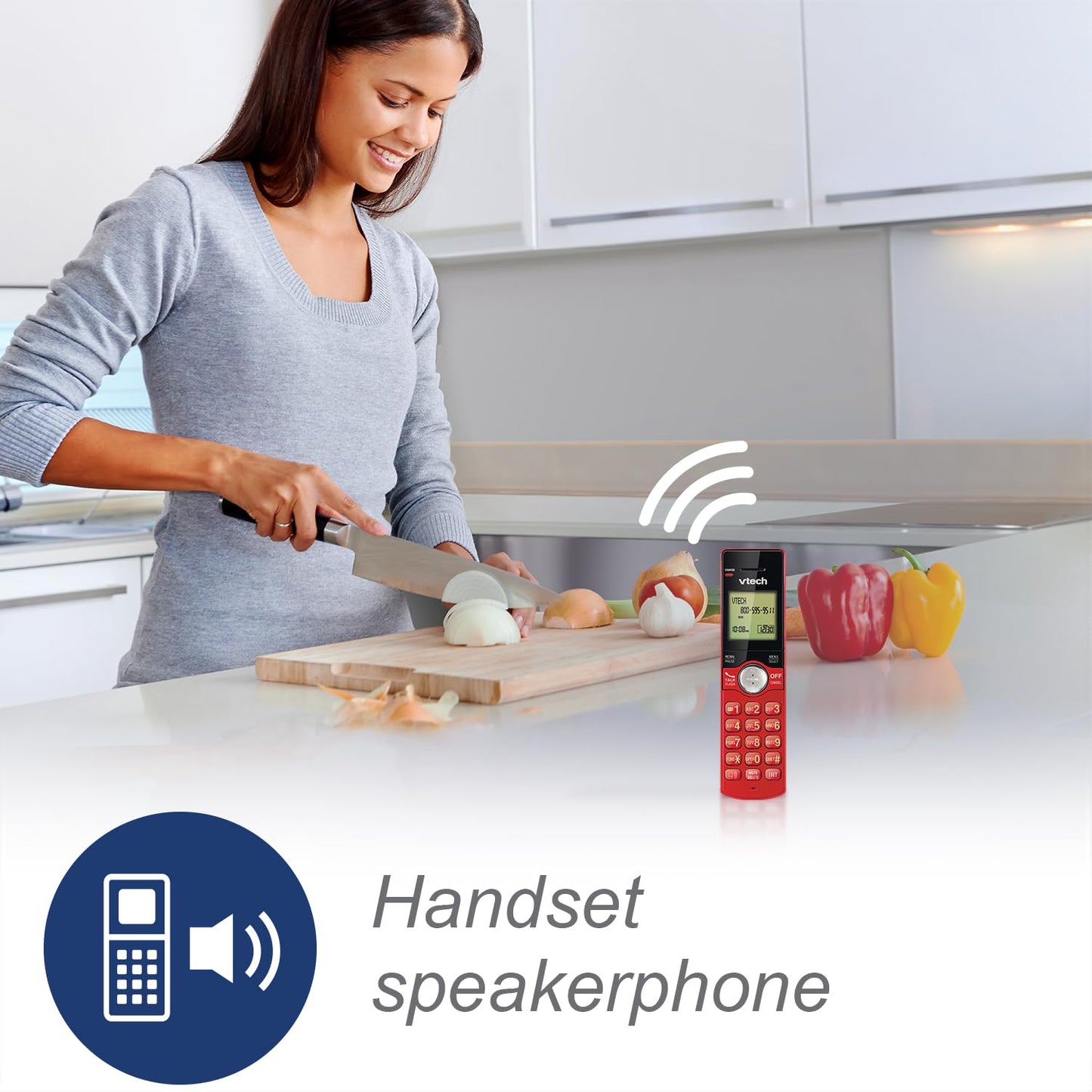 VTech CS6919-16 DECT 6.0 Cordless Phone, Red - Caller ID/Call Waiting (Stores 30 Calls), Backlit Keypad & Display, Full Duplex Handset Speakerphone