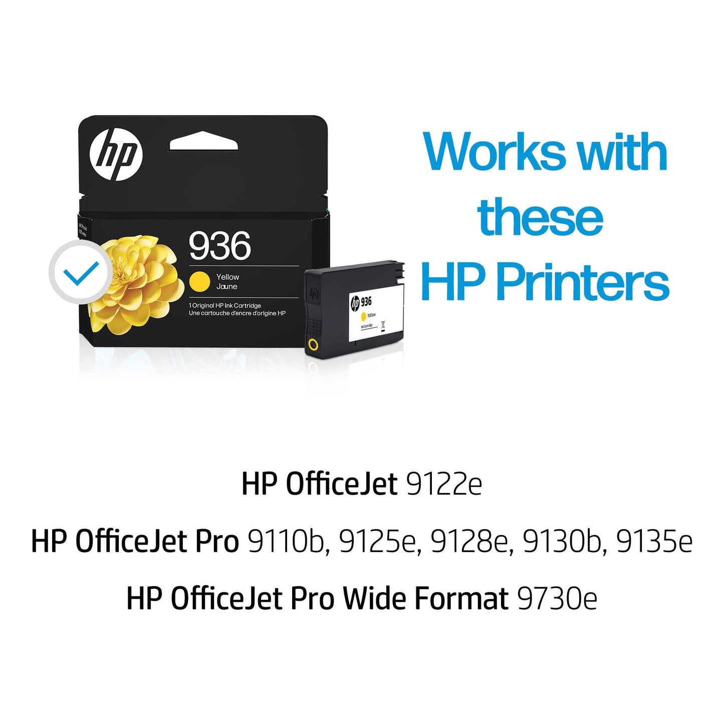 HP 936 Yellow Ink Cartridge | Works with OfficeJet 9120, Pro 9110, 9120, 9130, Wide Format 9730 Series | Eligible for Instant Ink | 4S6V1LN |