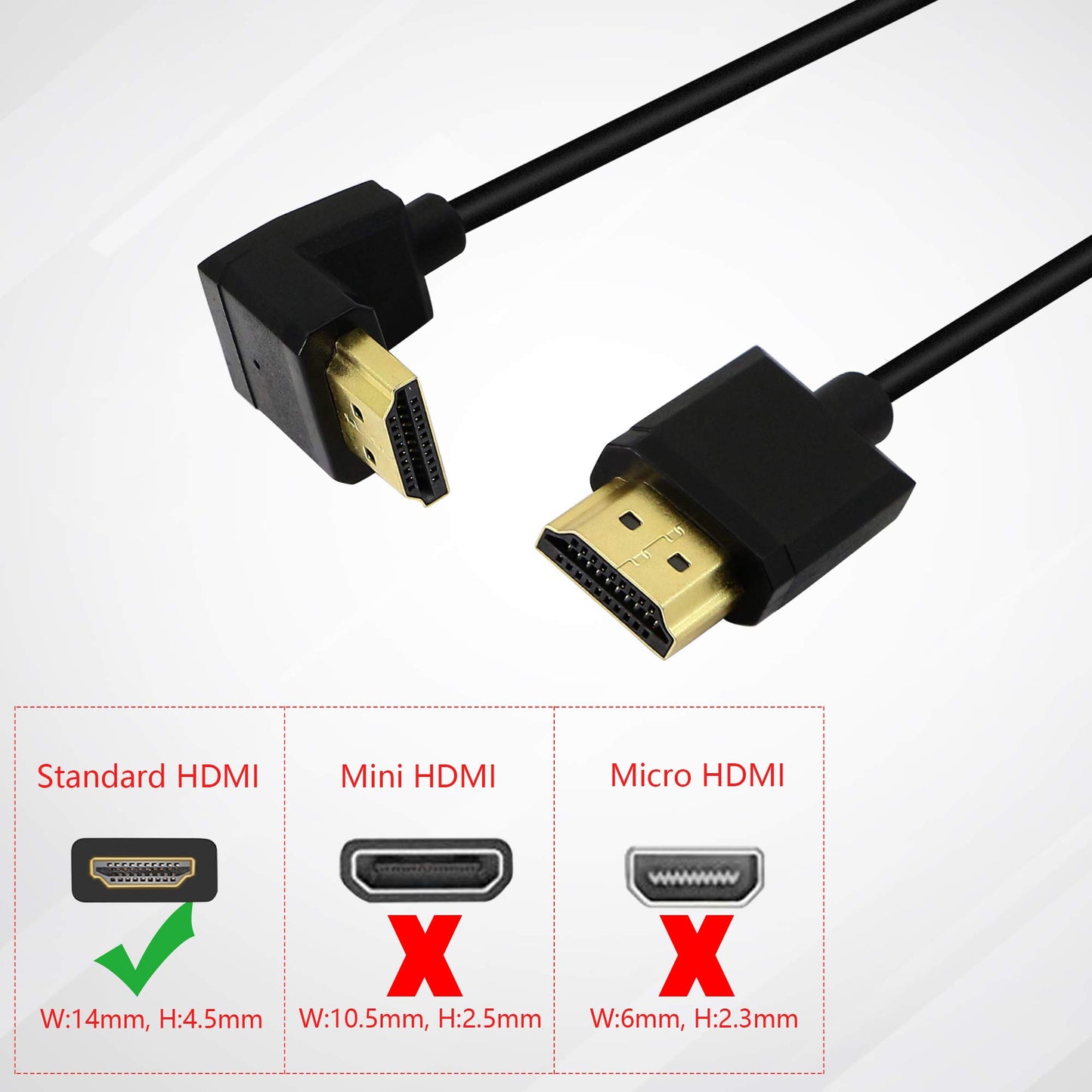 PNGKNYOCN 15CM HDMI Male to Male Short Cable, 270 Degree Upward Angle High Speed HDMI 2.0 Adapter Connector Cable Support 4k@60HZ, for Raspberry Pi