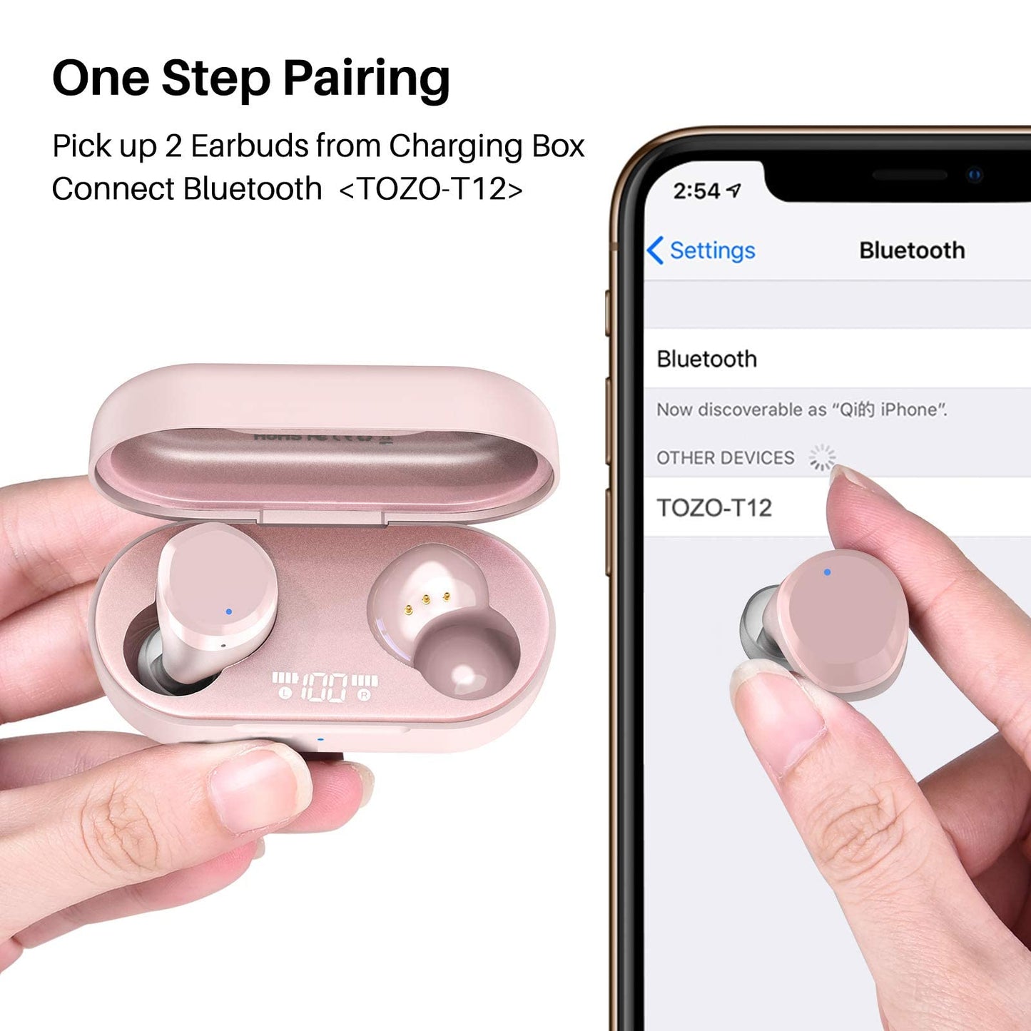 TOZO T12 Wireless Earbuds Bluetooth 5.3, Premium Sound, LED Digital Display
