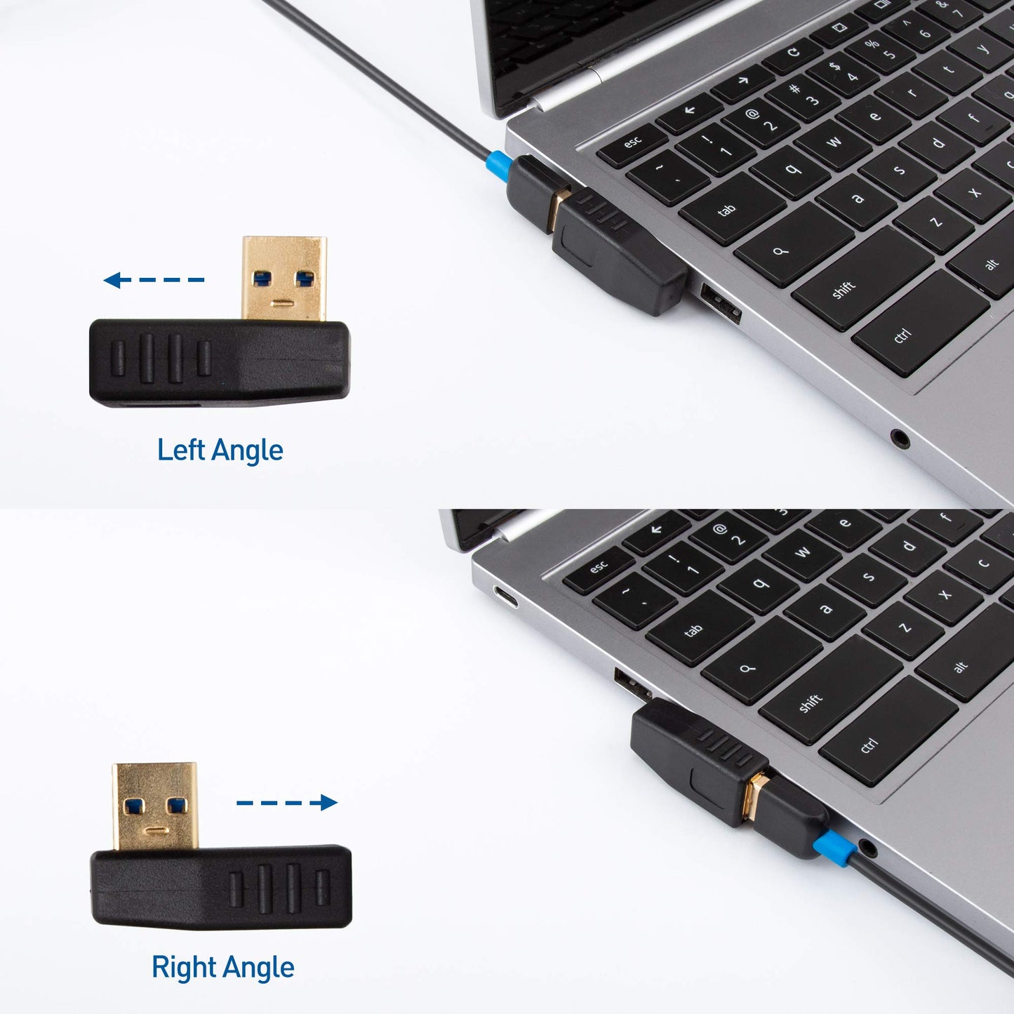 Cable Matters Combo-Pack 90 Degree Left and Right Angle USB Adapter Gender Changer