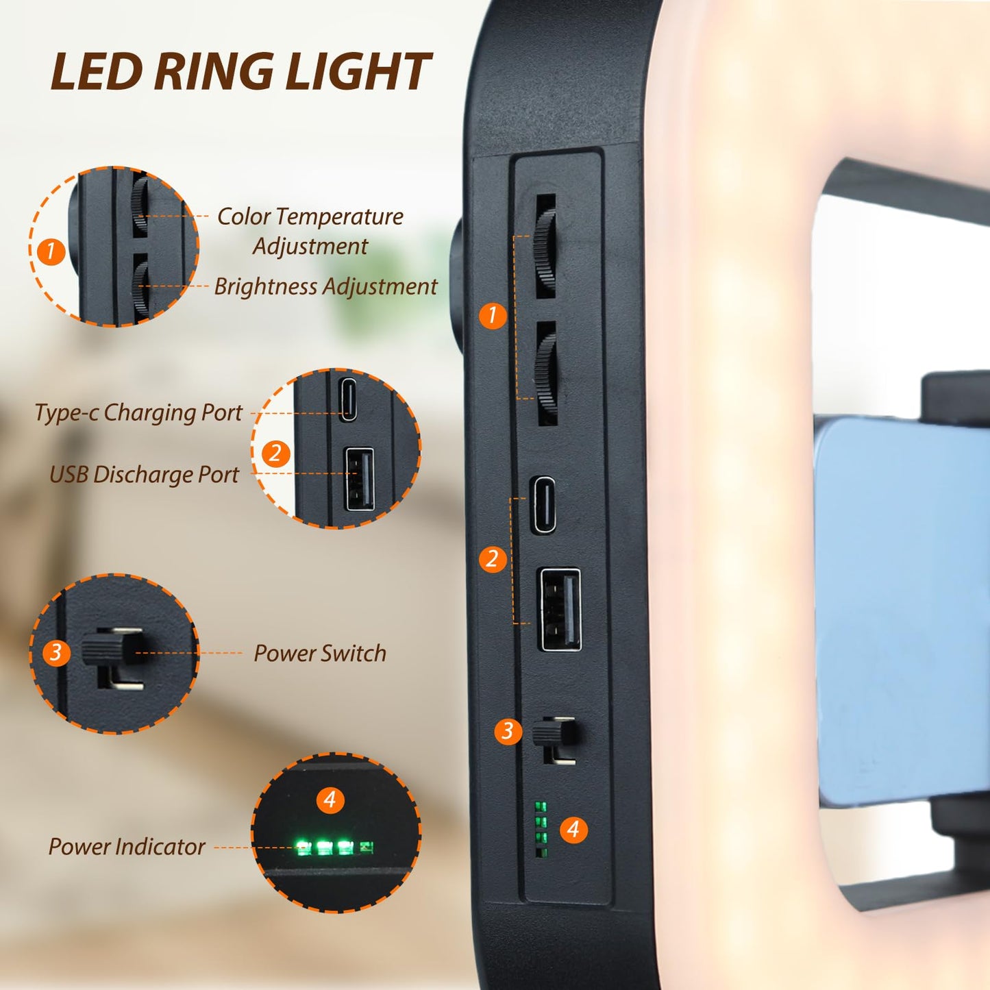 Smartphone Video Rig with Light, Handheld Ring Selfie Light Kit, LED Mobile Video Stabilizer with Built-in 8000mAh Battery for Camera, Smartphone