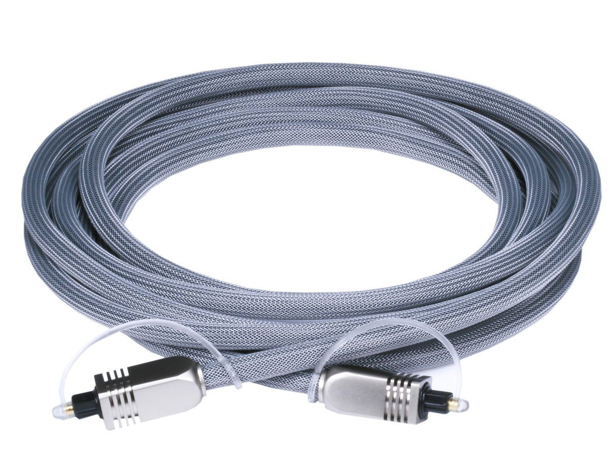 Monoprice Premium S/PDIF (Toslink) Digital Optical Audio Cable - Silver - 10 Feet | Heavy Duty Mesh Jacket, Metal Connector Heads, For Play Station, Xbox one, Home theater & More