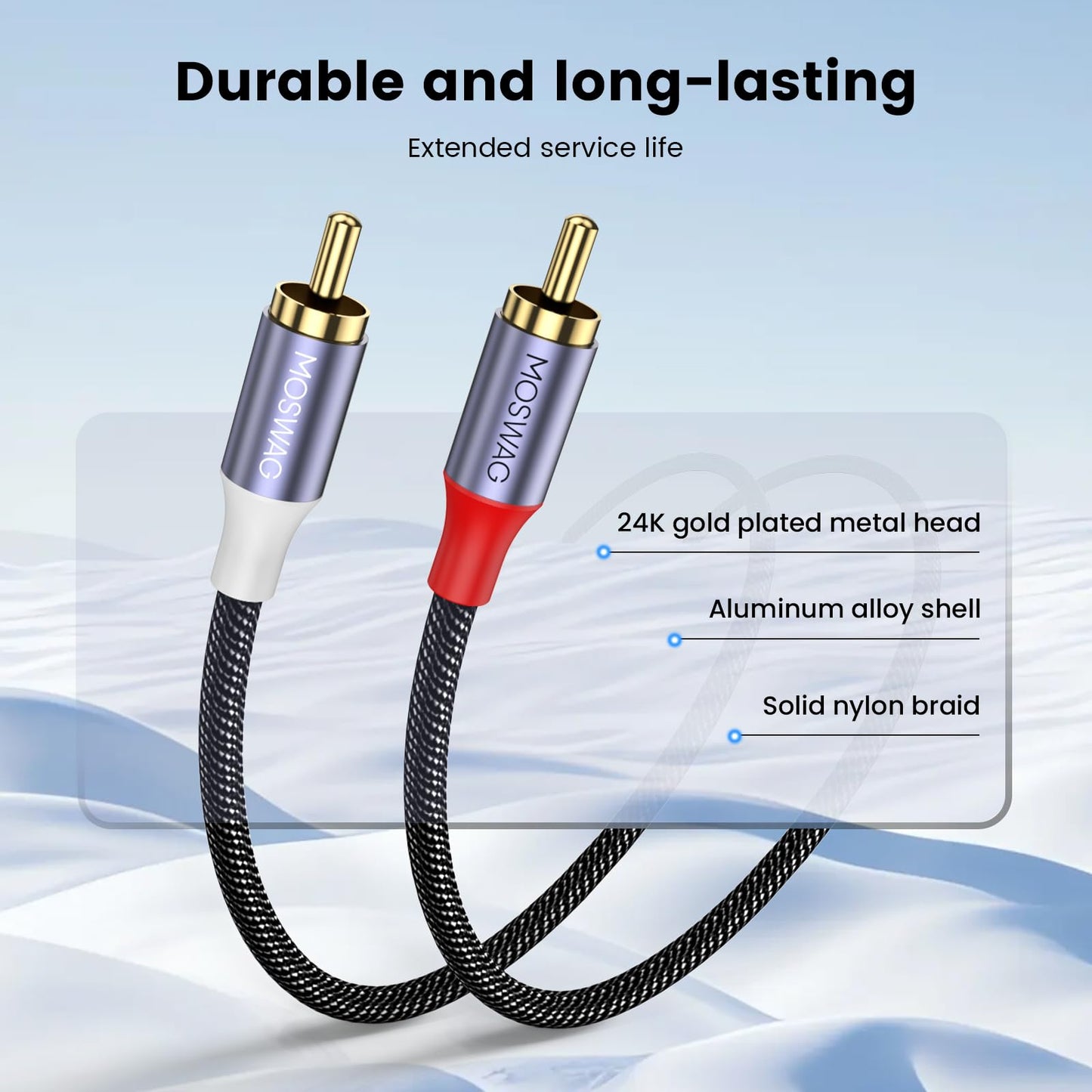 MOSWAG 3.5mm to RCA Cable,25CM 3.5mm Female to 2RCA Male Stereo Audio Cable Gold-Plated for TV,Smartphones,MP3,Tablets,Speakers,Home Theater