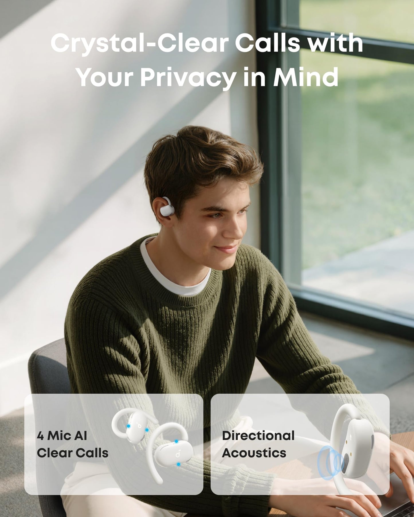 Soundcore V20i by Anker Open Ear Earbuds, Open Ear Headphones True Wireless
