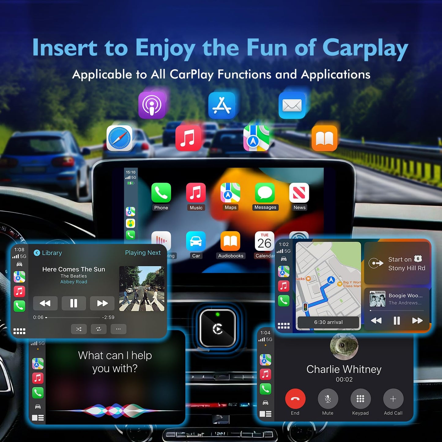 Astrulume Mini L-Type & Ultra-Thin Wireless CarPlay Adapter, 2026 Upgraded Bluetooth Adapter, Plug and Play for iPhone, No Delay, Compatible with iOS