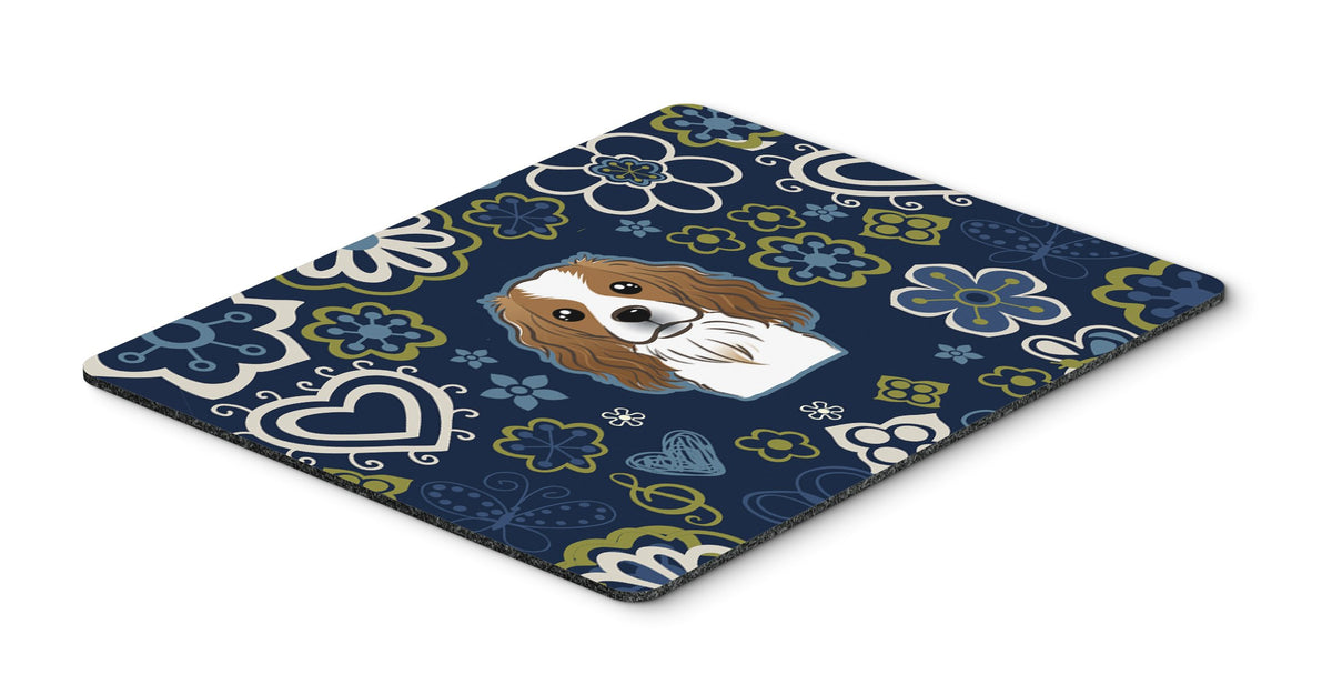Caroline's Treasures BB5075MP Blue Flowers Cavalier Spaniel Mouse Pad, Hot Pad or Trivet for Home Office Gaming Working Computers Laptop Mouse