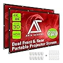 Akia Screens 120" Dual Projection Projector Screen, 16:9 Front & Rear, Portable Foldable Anti-Crease, 8K / 4K Ultra HD Ready Indoor Outdoor Home