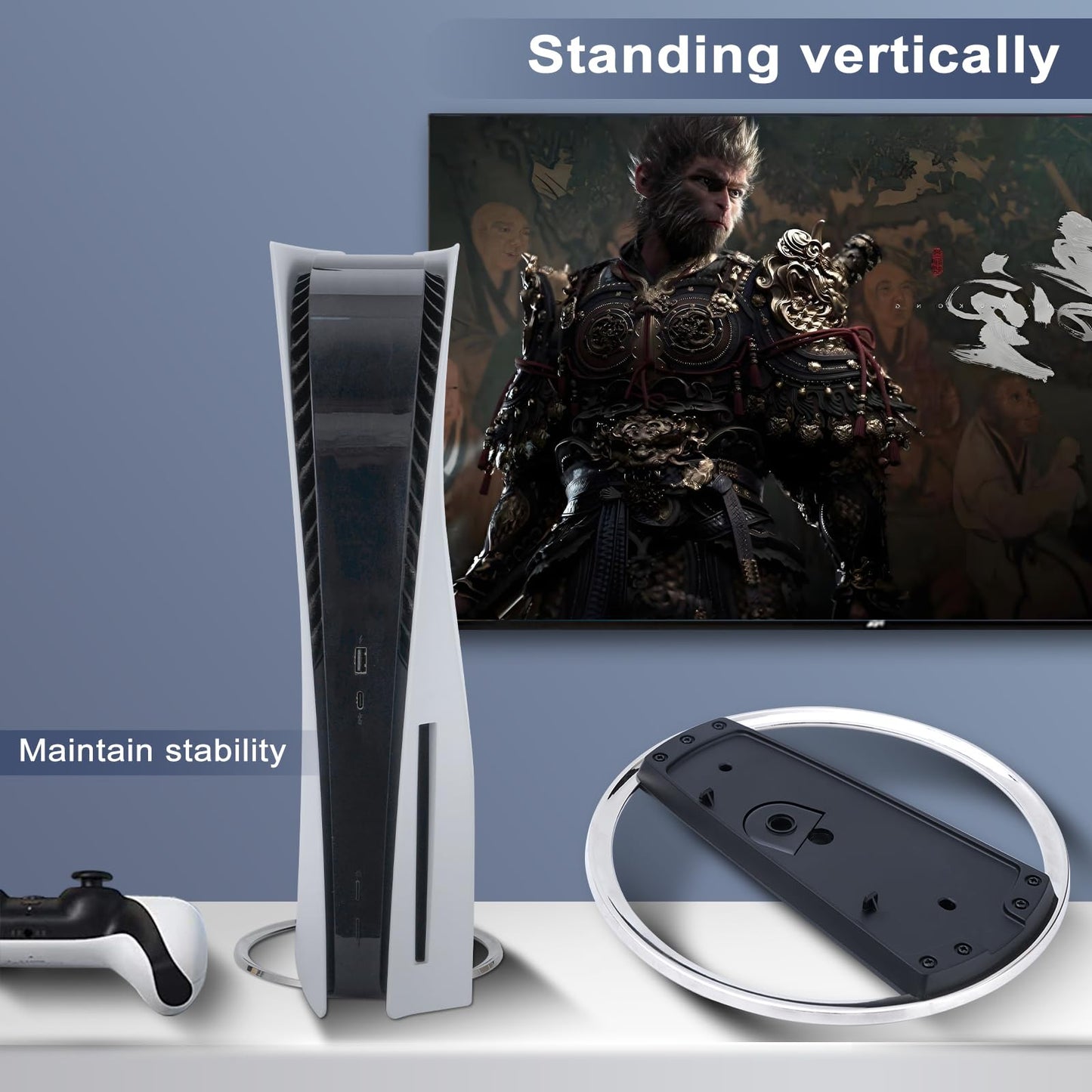 Glieskir Vertical Stand Compatible with PS5 Slim & PS5 Pro - Sturdy Base and Secure Mount for PlayStation 5 Slim and Pro Consoles